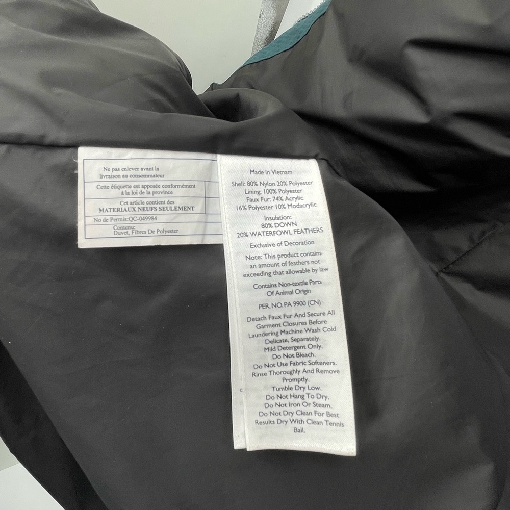 Long Quilted Hooded Down Puffer Coat in Teal - Picture 9 of 15